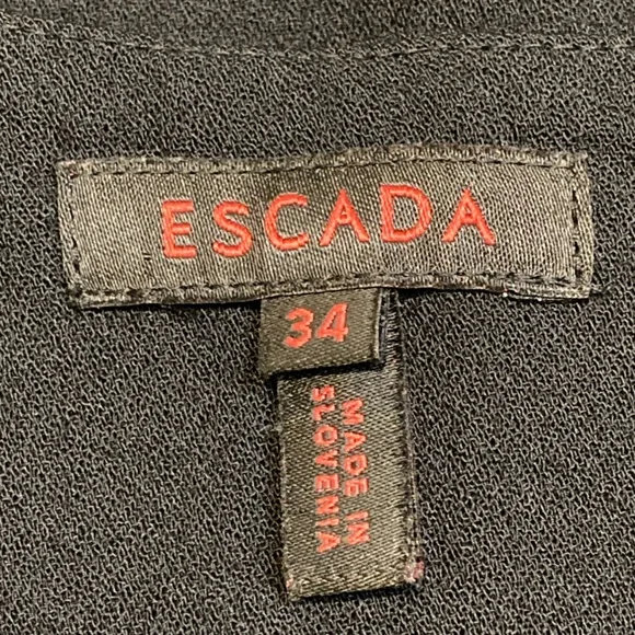 Vintage Escada Blk Wool Crepe Ruched Zipper Front Pencil Skirt - Sz 4 - Picture 5 of 7